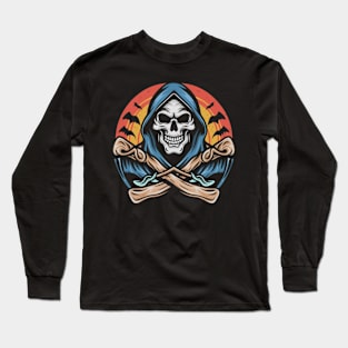 Grim Reaper Traditional Tattoo Long Sleeve T-Shirt